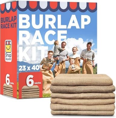 Shop Square Potato Sack Race Bags, 23x40 - Set of 6, Fun Burlap Sacks for Kids & Adults, Perfect for Field Day, BBQs, Picnics, Parties & More - Image 3