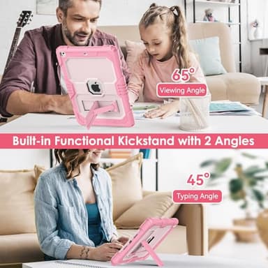 MARIWIVI Case for ipad 9th/ 8th/ 7th Generation Case 10.2 Inch (2021/2020/2019), Heavy Duty Shockproof Rugged Protective Case for iPad 10.2 Case Built-in Multi Angle Viewing Kickstand (Pink+LP+Pink) - Image 5