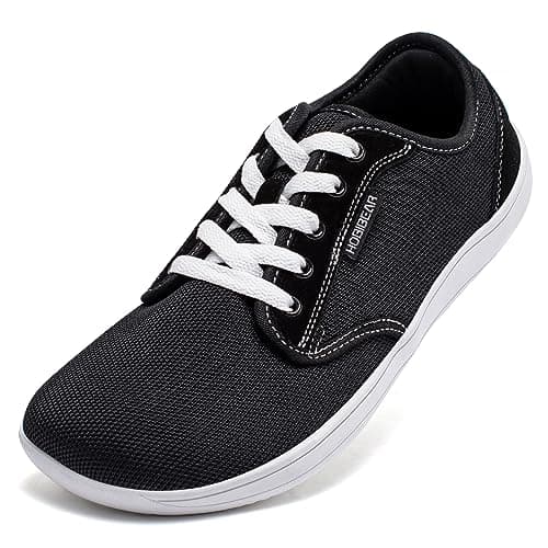 HOBIBEAR Barefoot Minimalist Shoes Womens Mens | Zero Drop | Wide Width Fashion Sneaker Black/White,Women 8/Men 7 - Image 1