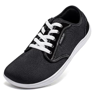 HOBIBEAR Barefoot Minimalist Shoes Womens Mens | Zero Drop | Wide Width Fashion Sneaker Black/White,Women 8/Men 7 - Image 1