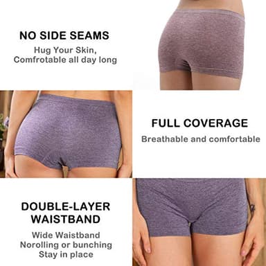 LALESTE Women's Boyshort Underwear Full Coverage Seamless Panties Soft Stretch Boxer Briefs 5 Packs - Image 4