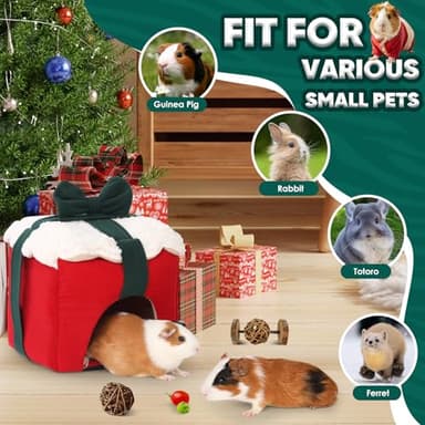 ONEJU Guinea Pig Hideout - Guinea Pig Bed, Gift Style Small Pet Hides, Ideal Bed for Small Pets, Gift Shape, Red - Image 5