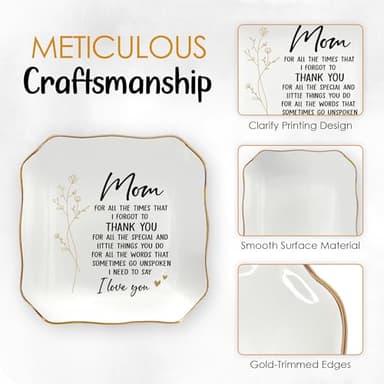 OASSIE Birthday Gifts for Mom - 4"x4" Ceramic Jewelry Dish Tray - Thank You Mom Birthday Gifts from Daughter Son, Mama Gift for Mother in Law, Appreciation Trinket Dish for Rings Earrings - Image 4