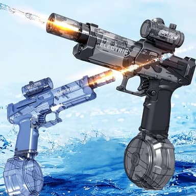 2 Pack Electric Water Guns with Light Up,Full Automatic Electric Squirt Gun 28-32 FT Range Water Pistol Blaster Soaker,Summer Outdoor Pool,Water Toy for Adult&Kid - Image 1
