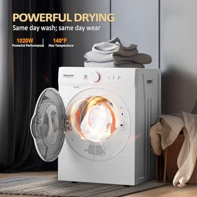 ROVSUN 1.8CuFt Portable Clothes Dryer and 17.8LBS Full-Automatic Washing Machine Set, Compact Laundry Washer and Dryer Combo Set with Stainless Steel Inner Tub, for Apartment, Dorms, Home - Image 4