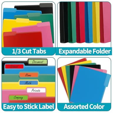 100 Packs Black File Folder,File Folders Letter Size,1/3-Cut Tabs,8.5x11 File Folders for Office,School and Home,Organizer File Folder - Image 6