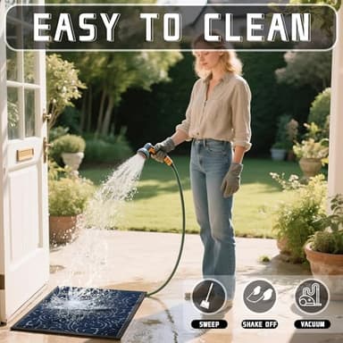 Yimobra Large Door Mat Outside Entrance 47x32, Waterproof Sturdy Outdoor Mats for Front Door, Heavy Duty Non-Slip Doormat for Garage Patio Entryway Indoor, Easy Clean, Blue - Image 4