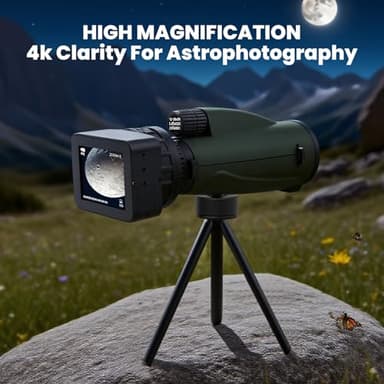 Monocular Telescope High Power,4K Electronic Eyepiece Camera with 3in Full Color Screen,Fits 22mm-46mm Optical Telescopes and Microscopes(4GB Memory Card) for Bird Watching Camping Astrophotography - Image 3