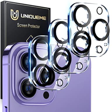 UniqueMe [3 Pack Compatible for iPhone 14 Pro Max/iPhone 14 Pro Camera Lens Protector Tempered Glass,[Case Friendly][Scratch-Resistant][Night Shooting Mode] - Clear - Image 1