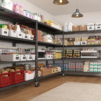 REIBII 60''W Storage Shelves 2399LBS Metal Shelving Unit with Wheels & Feet, 4 Tier Garage Shelving Heavy Duty Adjustable Wire Shelf for Pantry Kitchen Garage, 60" W x 18" D x 65.5" H, 2 Pack - Image 5