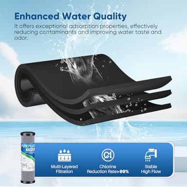 1 Micron 2.5" x 10" Whole House CTO Carbon Water Filter Cartridge Replacement for Under Sink Water Filter System, Dupont WFPFC8002, WFPFC9001, FXWTC, SCWH-5, WHEF-WHWC, WHCF-WHWC, AMZN-SCWH-5, 4Pack - Image 4