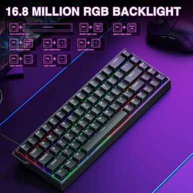 AULA WIN68 HE Mechanical Gaming Keyboard 60%, Hall Effect Magnetic Switch, Fast Trigger Mode Adjustable Actuation, 8000Hz Polling Rate, RGB Backlit, Wired Black Keyboard for Laptop/PC Gamer - Image 6