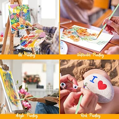 Soucolor Acrylic Paint Brushes Set, 20Pcs Round Pointed Tip Artist Paintbrushes for Acrylic Painting Oil Watercolor Canvas Boards Rock Body Face Nail Art, Halloween Pumpkin Ceramic Crafts Supplies - Image 4