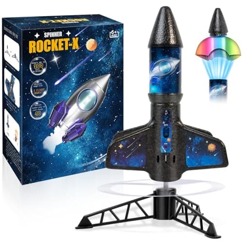 Rocket Launcher for Kids -200 Feet of Flight Altitude, Auto Electric Rocket Toys with Safe Parachute, Outdoor Summer Yard Toys Christmas Birthday Gifts for Boys & Girls Age 6 7 9 10 12 8-13 Years Old - Image 1