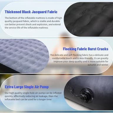 sanheshun Car Air Mattress, Camping Pickup Truck Air Mattress, 5.5-5.8FT Pickup Truck with Electric Pump and Two Pillows - Flocking and PVC, Sleeper Bed for Home, Outdoor and Travel - Image 5