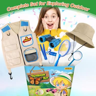 YOPINSAND Kids Explorer Kit & Bug Catcher Kit, Kids Camping Gear for Kids, Outdoor Exploration Set with Vest & Hat, Ideal Outdoor Camping Adventure Toys for Ages 3 4 5 6 7 8 Boys Girls - Image 3