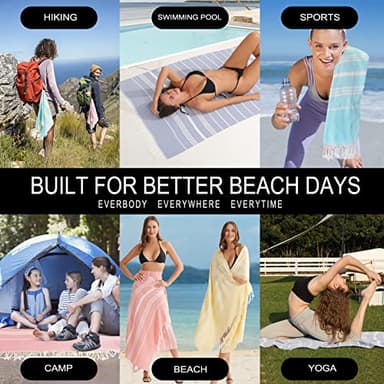 Antfuny 2 Packs Turkish Beach Towels Vacation Essentials Quick Dry Sand Free Oversized Bath Pool Swim Towel Extra Large XL Big Blanket Adult Travel Cruise Accessories Must Haves Clearance Stuff - Image 2