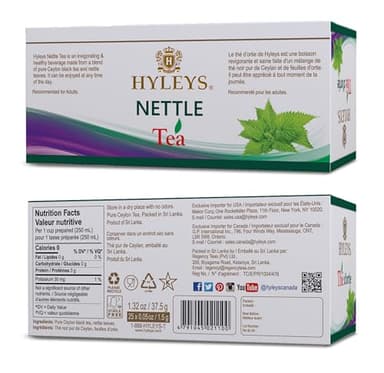 Hyleys Natural Wellness Nettle Leaves with Black Tea - Pure Ceylon Tea Blend - 100% Natural, Sugar-Free, Gluten-Free, Non-GMO - 25 Tea Bags - Image 7
