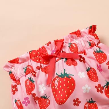 Tiny Cutey Baby Girl Clothes Infant Summer Outfits Set Ruffle Sleeve Romper and Floral Shorts with Headband (Strawberry romper shorts set,0-3 Months) - Image 6