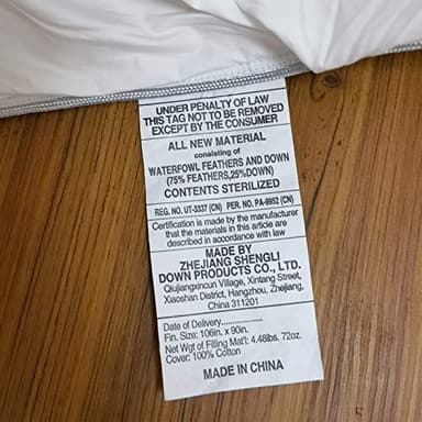 Three Geese Pinch Pleat Waterfowl Feathers Down Comforter King Size Duvet Insert, 1200TC 100% Cotton Fabric, Premium All Seasons White Hotel Warm Comforter with 8 Tabs. - Image 7