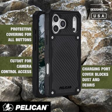 Pelican Shield iPhone 17 Pro Max Case [Compatible with MagSafe] Rugged Phone Case w/ 24ft Military-Grade Drop Protection - Heavy Duty Phone Cover w/Belt Clip Holster for iPhone 17 Pro Max - Carbon - Image 5