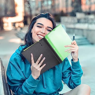 INFUN All-in-one Telescoping Binder Notebook - 2PCS，Refillable 3 Ring Notebook Binder with 1 Plastic Movable Pocket Folder,5 Plastic Subject dividers and Graph Paper and College Ruled Paper - Green - Image 7