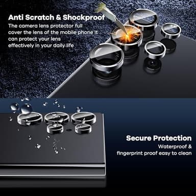 AACL For Samsung Galaxy S24 Ultra Screen Protector Tempered Glass (3 pack)&Individual Alloy Ring for Samsung Galaxy S24 Ultra Camera Lens Protector (1 set),[Fingerprint Unlock][9H][Case Friendly] - Image 5