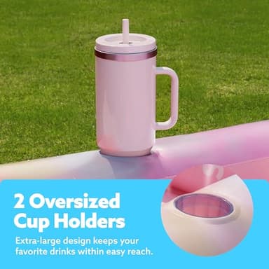 SLOOSH Inflatable Tanning Pool Lounger Float, 70" x 46" Pool Floats Adult with Pillow, 4 in 1 Suntan Tub Raft Floatie,Sunbathing Bed Lounge for Water Blow Up Ball Pit Party Gifts,Pink Tie-dye - Image 3