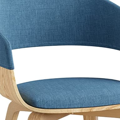 SIMPLIHOME Lowell Dining Chairs - Upholstered Light Natural Oak Bentwood Frame and Linen-Style Fabric Kitchen Chair in Blue, Modern Dining Room Seating with Curved Back and Padded Seat - Image 5
