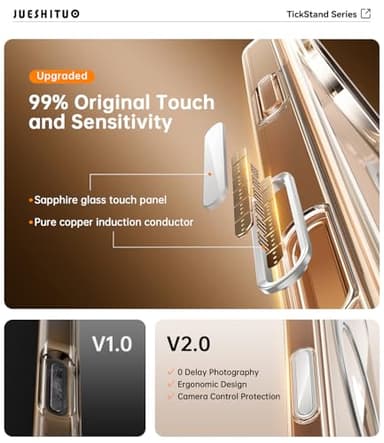 JUESHITUO 3 in 1 for iPhone 16 Pro Max Case, [with Sensitive Camera Control Capture Button] [Non-Yellowing] 360° Rotatable Magnetic Ring Stand with [Rotary Damping Sound] Phone Cover 6.9", Clear - Image 3