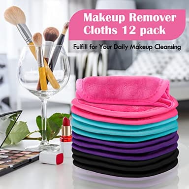 Orighty Makeup Remover Cloths 12 Pack, Makeup Removal Face Cleansing Cloth, Reusable Make Up Remover Pads Remove Instantly Dirt with Just Water, 5 x 5 in - Image 7