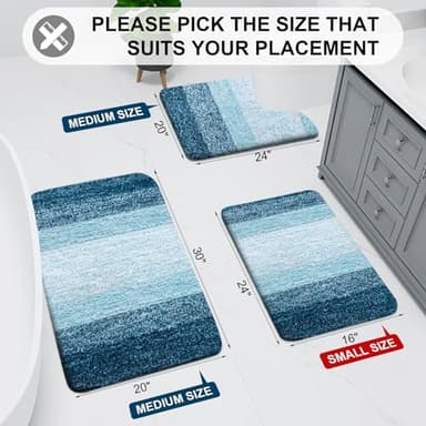Arotive Microfiber Bathroom Rugs, Shaggy Soft and Absorbent Bath Rug, Non-Slip, Thick Plush Machine Washable Dry Bath Mats for Bathroom, Tub and Shower, 24x16, Peacock Blue - Image 2
