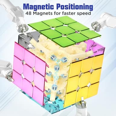 D-FantiX Mirror Reflective Magnetic Speed Cube 3x3x3, Cyclone Boys Original Stickerless Magic Cube, Unique Shiny Metallic Color Speedcube with Display Stand, Birthday Gift Ideas for Boys Girls Adults - Image 3