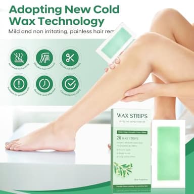 Wax Strips - Body Waxing Strips, Wax Kit for Women & Men - Brazilian Wax Kit, Back Waxing Kit, All Skin Types, Face, Arms, Legs, Armpits, Bikini, 98% Natural, Hypoallergenic Odourless, Green - Image 4