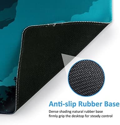 iCasso Extended Gaming Mouse Pad (35.4x15.7 in), Large 3mm Non-Slip Rubber Base Mousepad with Stitched Edges, Waterproof Keyboard Mouse Mat Desk Pad for Work, Game, Office, Home - Silent Night - Image 5