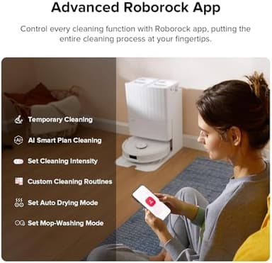 roborock Qrevo Plus Robot Vacuum and Mop with FlexiArm Design Edge Mopping, Self-Emptying, 10 mm Liftable Mops, Auto Mop Washing & Drying, Reactive Tech Obstacle Avoidance, 7,000 Pa Suction, White - Image 7