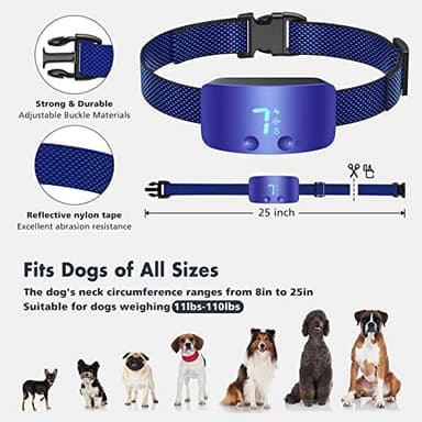 NBJU Bark Collar for Dogs,Rechargeable Anti Barking Training Collar with 7 Adjustable Sensitivity and Intensity Beep Vibration for Small Medium Large Dogs(Dark Blue - Image 4