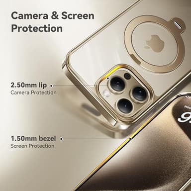 CASEKOO Titanium 360° Rotatable Magnetic Stand for iPhone 15 Pro Case [Compatible with Magsafe][16FT Military Protection] Slim 15 Pro with Kickstand Ring Phone Cover 6.1'', Antique Gold - Image 7