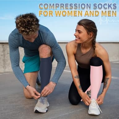 Graduated Copper Compression Socks for Men & Women Circulation 8 Pairs 15-20mmHg - Best for Running Athletic Cycling - Image 2