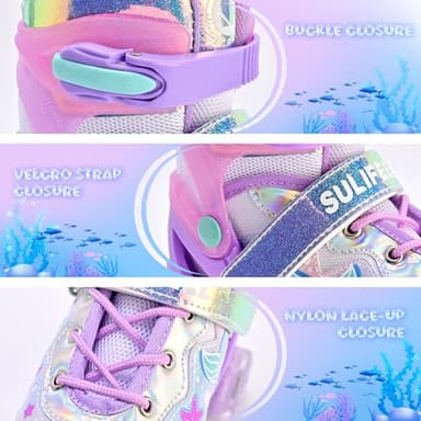 SULIFEEL Roller Skates for Girls Kids with Light Up Wheels, Adjustable 4 Sizes for Little Kids Toddler Beginner Rollerskates - Image 3