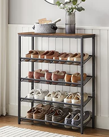 VASAGLE Shoe Rack for Entryway, 5-Tier Shoe Rack Organizer with Storage Shelves and Spacious Top, Freestanding, Adjustable, Industrial, Rustic Brown and Ink Black ULBS038B01 - Image 8