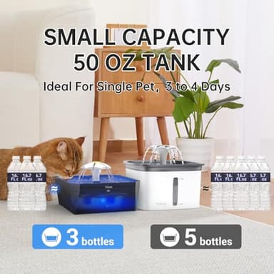 Veken Award-Winning Small Pet-Friendly Cat Water Fountain with Quiet Pump, Easy to Clean & Assemble, 50oz Mini Pet Water Dispenser Gifts for Christmas, Cats, Dogs and Small Animals, Blue - Image 4