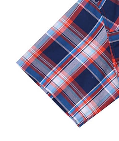 COEVALS CLUB Men's Western Plaid Pearl Snap Buttons Two Pockets Casual Short Sleeve Shirts (Blue, Red/L, 15#) - Image 6