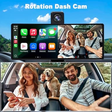 Carplay Screen for Car,10.26 inch Portable Car Play & Android Auto Touch Screen,4K Front & 1080P Rear Backup Camera Car Stereo,Loop Recording,GPS,Voice Control,Mirror Link,FM,AUX for All Vehicles - Image 8