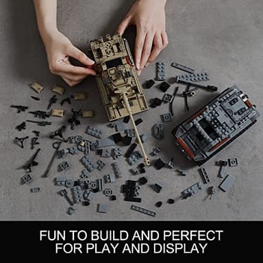 WW2 Army Tank Toys Building Kit Compatible with Lego, Create a German Tiger & an American M4 Sherman Models with 1184 Blocks, Great Military Toy Gifts for Boys, Kids Age 8-14 - Image 5