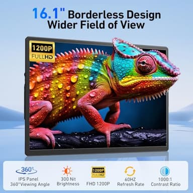 Laptop Screen Extender Monitor Portable - 16.1'' FHD 1200P Portable Screen for Laptops, 360° Rotating, Plug & Play, Detachable Stand, Height Adjustable Laptop Monitor Extender for Mac/Win/Phone/Tablet - Image 2