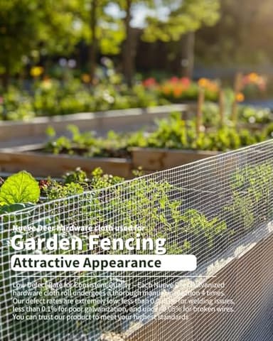 Nueve Deer Galvanized Hardware Cloth 1/4 inch 36 x 100 Ft 23 Gauge - Hot-Dip Galvanized After Welding - Chicken Wire Fencing Wire Mesh Roll Welded Wire Fencing Rodent Wire Mesh Fence - Image 6