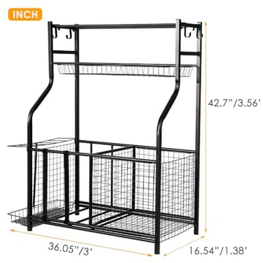 Snail Garage Storage System Sports Equipment Organizer with Baskets and Hooks, Sports Gear and Ball Storage Rack with Wheels for Garages, Playgroup, Gym and Schools, Powder Coated Steel, Black - Image 7