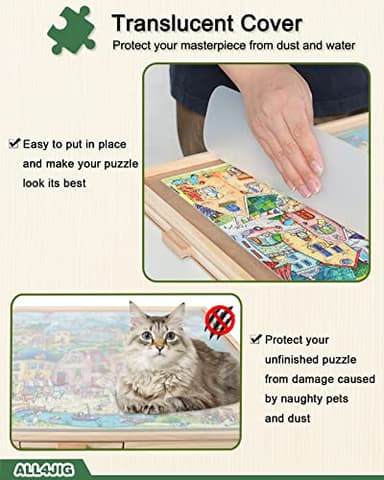 ALL4JIG 1500 Pieces Rotating Puzzle Board with 6 Drawers and Cover,25"x34"Portable Wooden Jigsaw Puzzle Table for Adults,Lazy Susan Spinning Puzzle Boards Birthday Gift for mom - Image 7
