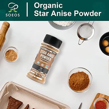 Soeos Organic Chinese Star Anise Powder 1.3 oz (37g), Powder Chinese Star Anise, Dried Anise Star Spice, Star Anise Bulk, Anise Star, Non-GMO Verified, Great for Baking and Tea, Anis Estrella., Brown - Image 3